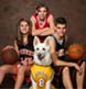 Three basketball siblings and their dog!